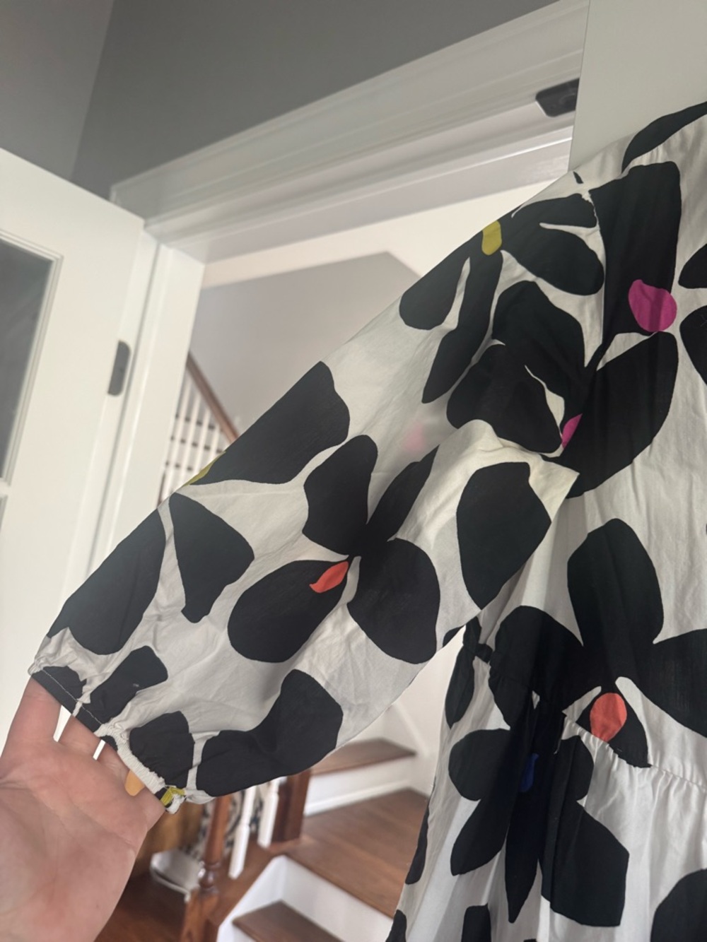 Anthropologie Black and White Floral Maxi Dress with Colorful Accents - Picture 7 of 9